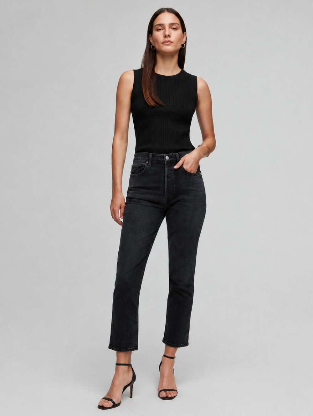 Agolde X Argent Riley Black High Rise Straight Leg Jeans Size 31